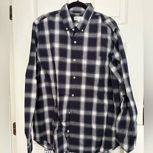 GAP Men's Dark Blue Checkered Shirt